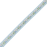 Blue, Green and Pink Floral German Jacquard Ribbon - 0.875"