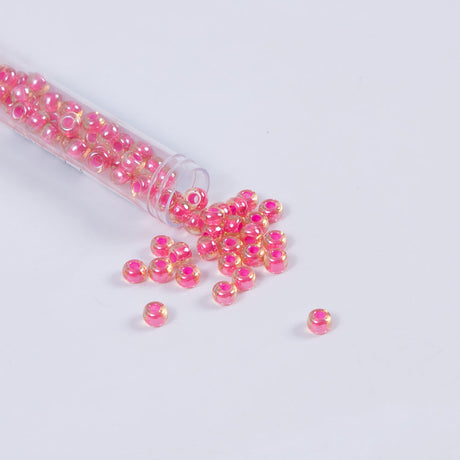 Pink Lined Topaz Czech Seed Beads - Size 2