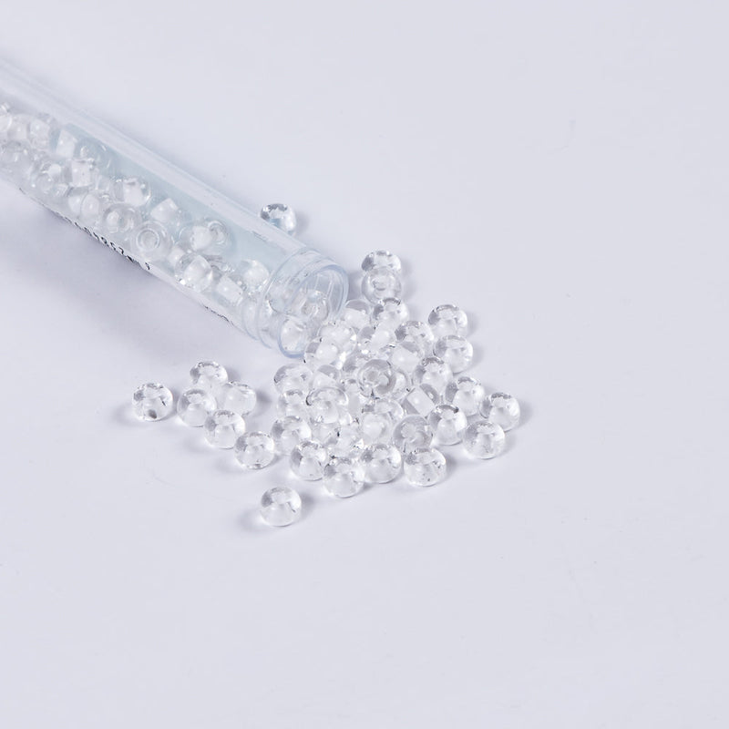 White Lined Crystal Czech Seed Beads - Size 2