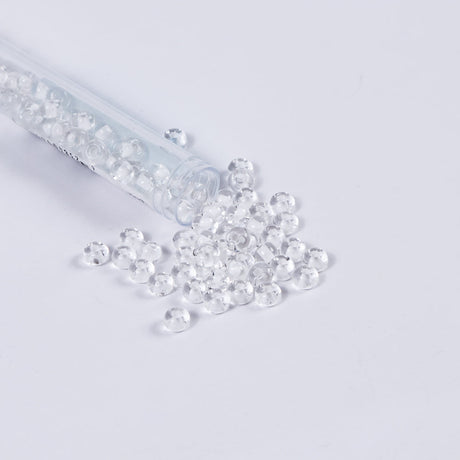 White Lined Crystal Czech Seed Beads - Size 2