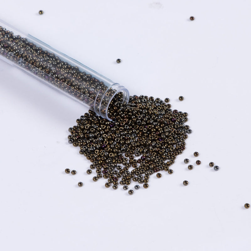 Iris Brown Iridescent Czech Seed Beads - Size 10