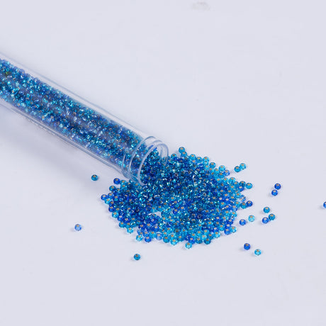 Silver Lined Aqua Mixed Czech Seed Beads - Size 10