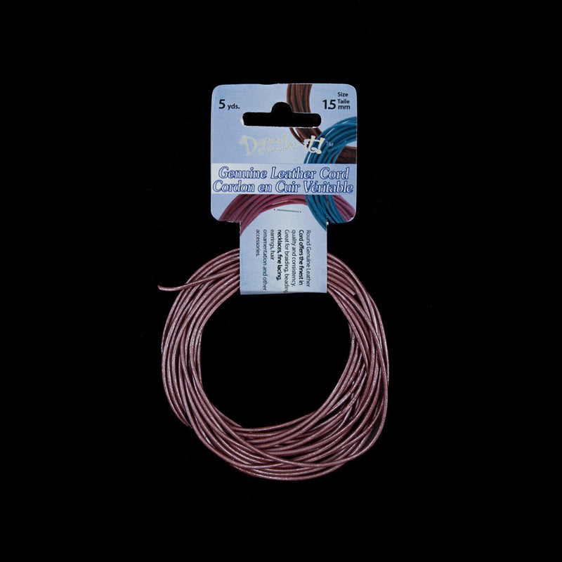 Dazzle-It Metallic Pink Genuine Leather Cord - 1.5mm