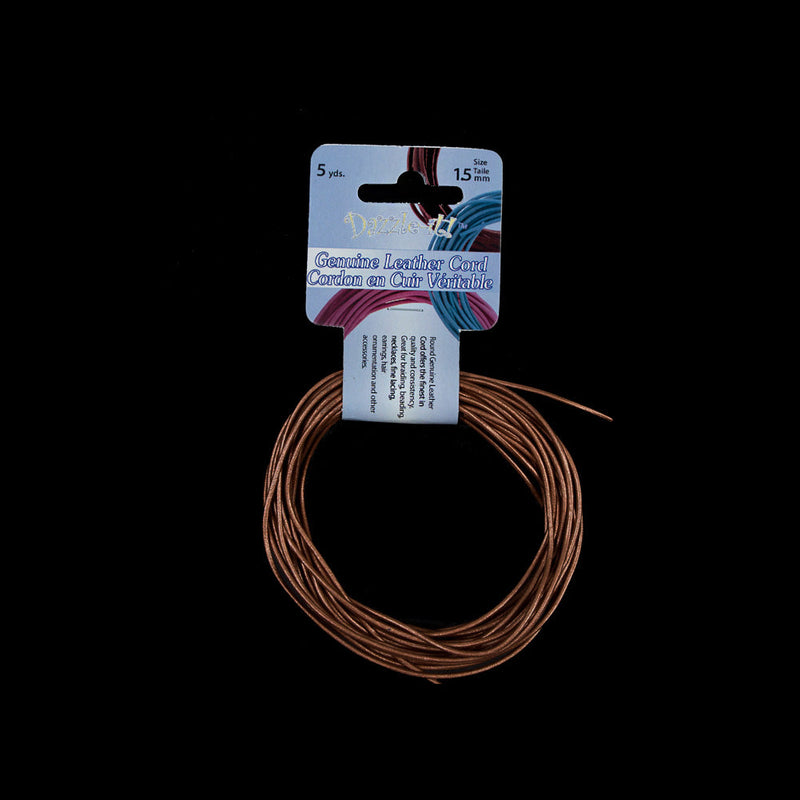 Dazzle-It Metallic Rust Genuine Leather Cord - 1.5mm