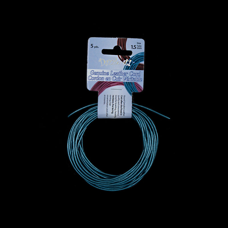 Dazzle-It Metallic Iris Blue Genuine Leather Cord - 1.5mm