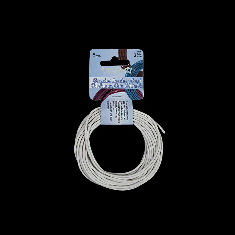 Dazzle-It White Genuine Leather Cord - 2mm