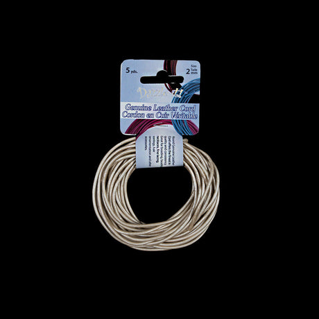 Dazzle-It Metallic Ivory Genuine Leather Cord - 2mm