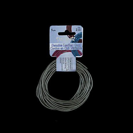 Dazzle-It Metallic Gray Genuine Leather Cord - 2mm
