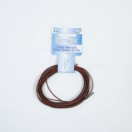 Dazzle-It Brown Cotton Wax Cord - 1mm