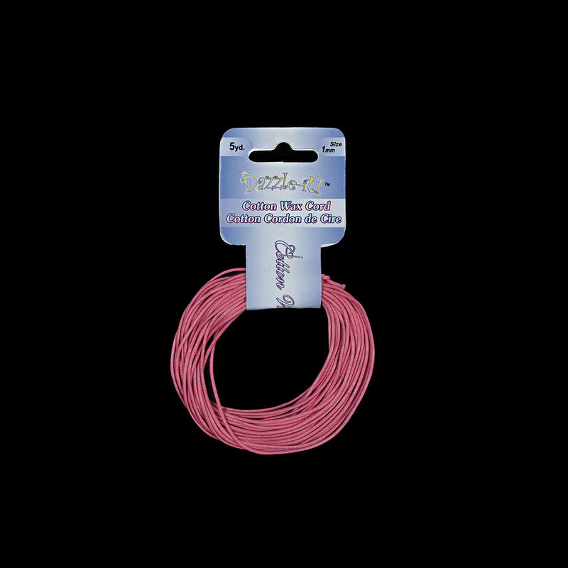 Dazzle-It Neon Pink Cotton Wax Cord - 1mm
