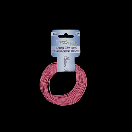 Dazzle-It Neon Pink Cotton Wax Cord - 1mm