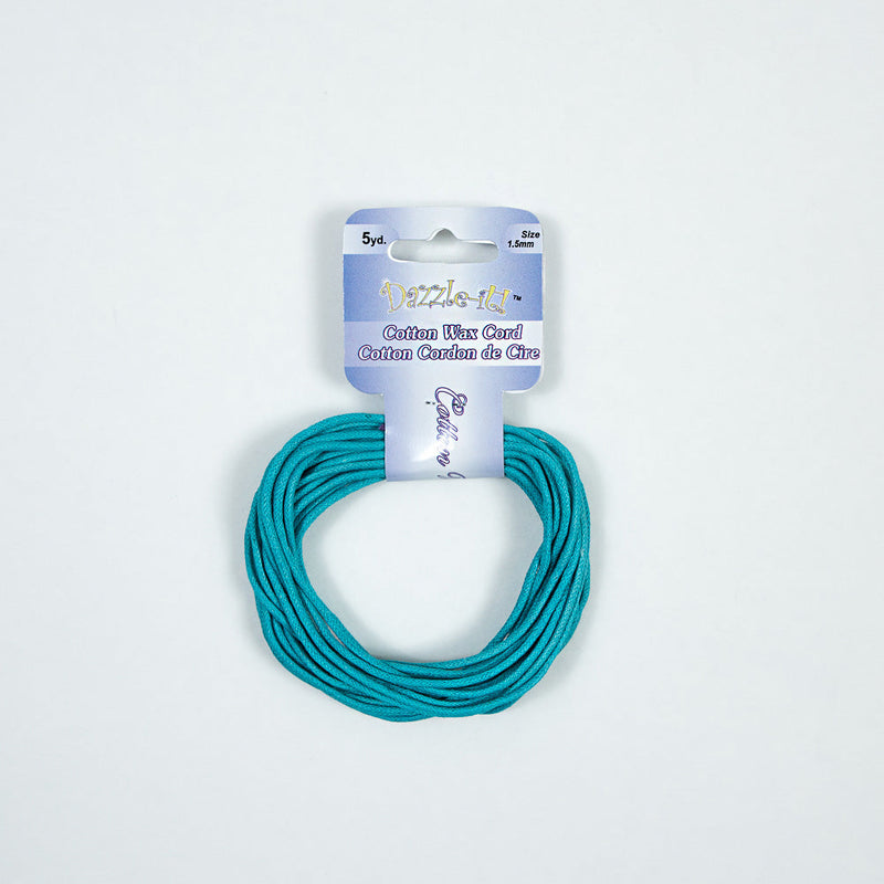 Dazzle-It Blue Turquoise Cotton Wax Cord - 1.5mm