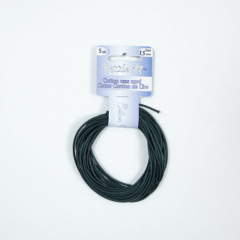 Dazzle-It Light Emerald Cotton Wax Cord - 1.5mm