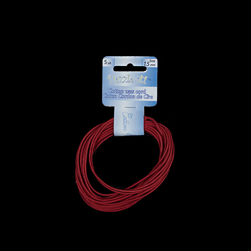 Dazzle-It Italian Red Cotton Wax Cord - 1.5mm