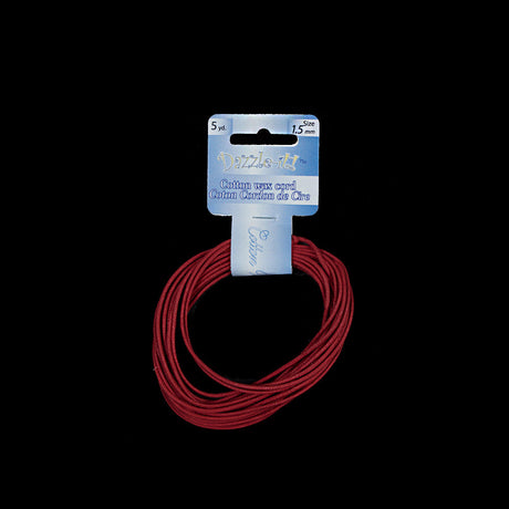 Dazzle-It Italian Red Cotton Wax Cord - 1.5mm