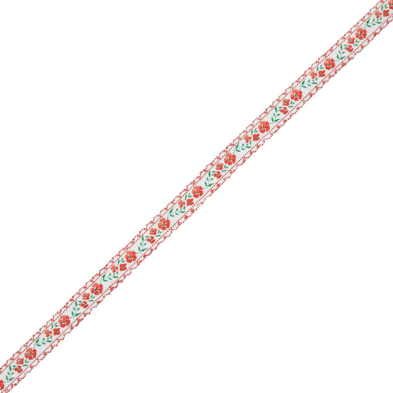 Orange Floral German Jacquard Ribbon - 0.5"