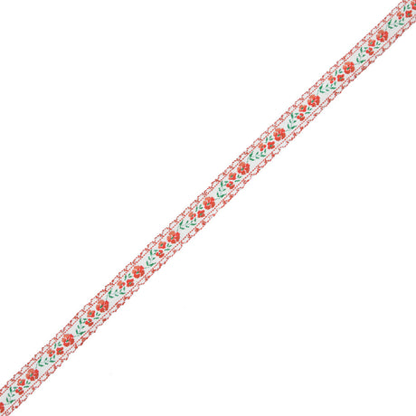 Orange Floral German Jacquard Ribbon - 0.5"