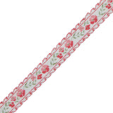 Pink Floral German Jacquard Ribbon - 0.5"