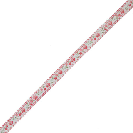 Pink Floral German Jacquard Ribbon - 0.5"