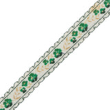 Green Floral German Jacquard Ribbon - 0.5"