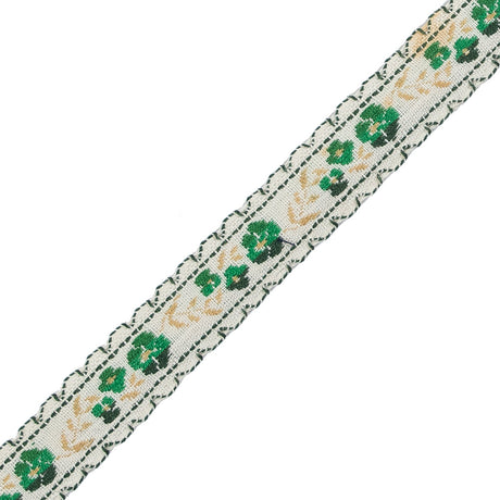 Green Floral German Jacquard Ribbon - 0.5"
