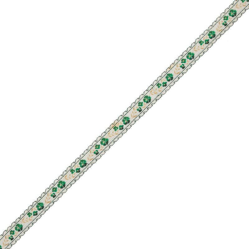 Green Floral German Jacquard Ribbon - 0.5"