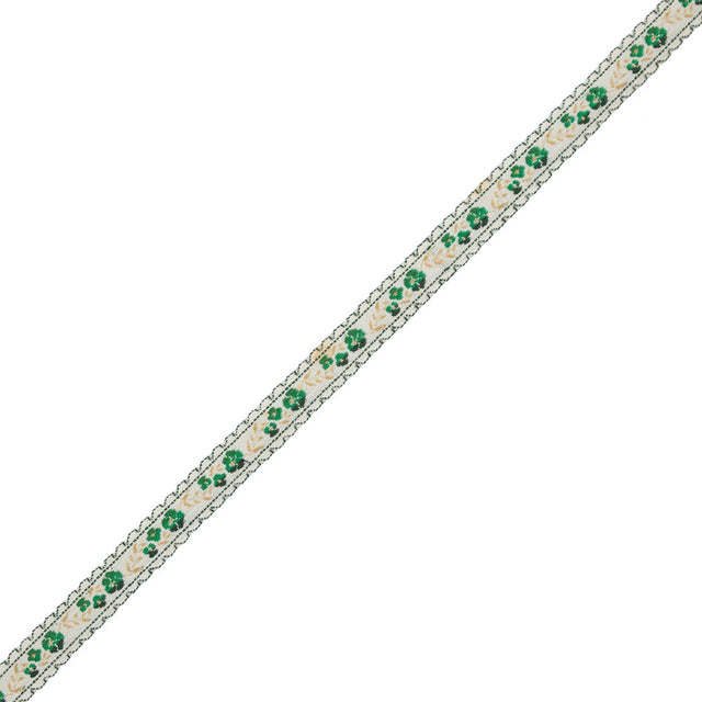 Green Floral German Jacquard Ribbon - 0.5"