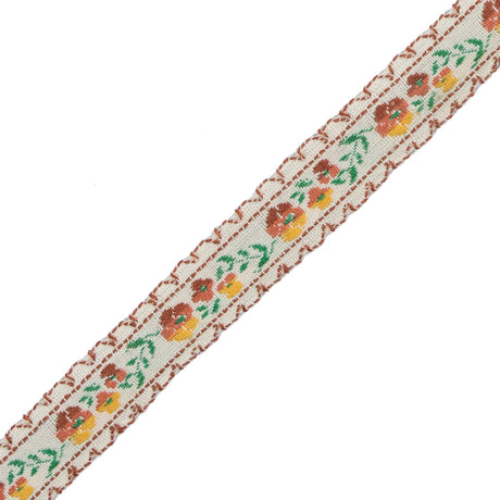 Brown Floral German Jacquard Ribbon - 0.5"