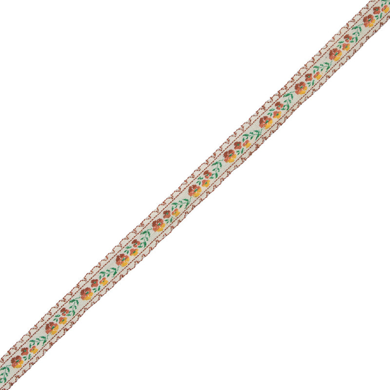 Brown Floral German Jacquard Ribbon - 0.5"