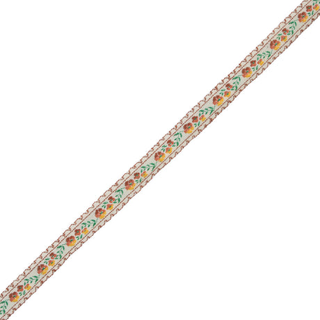 Brown Floral German Jacquard Ribbon - 0.5"
