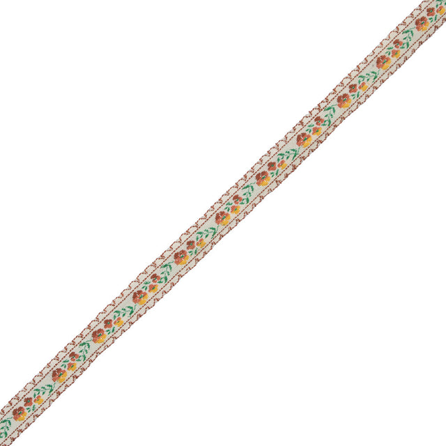 Brown Floral German Jacquard Ribbon - 0.5"
