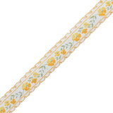 Yellow Floral German Jacquard Ribbon - 0.5"