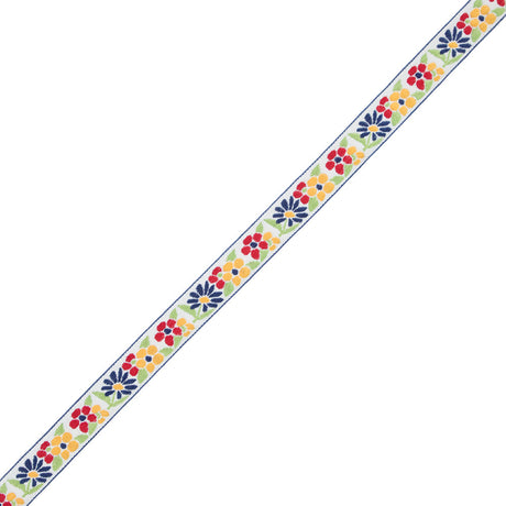 German Primary Color Floral Jacquard Ribbon - 0.75"
