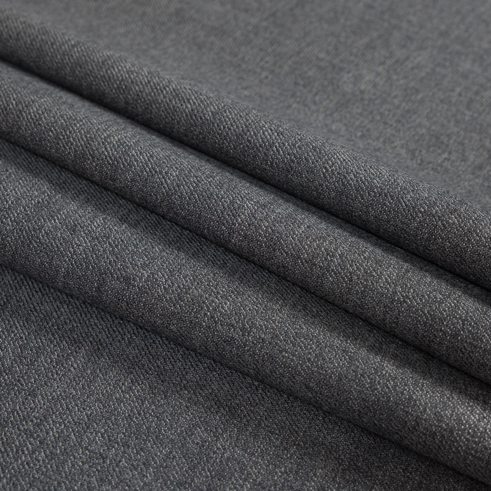 Black and Charcoal Virgin Wool Double Faced Melange
