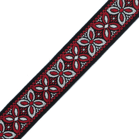 Red and Black German Jacquard Ribbon - 1.375"