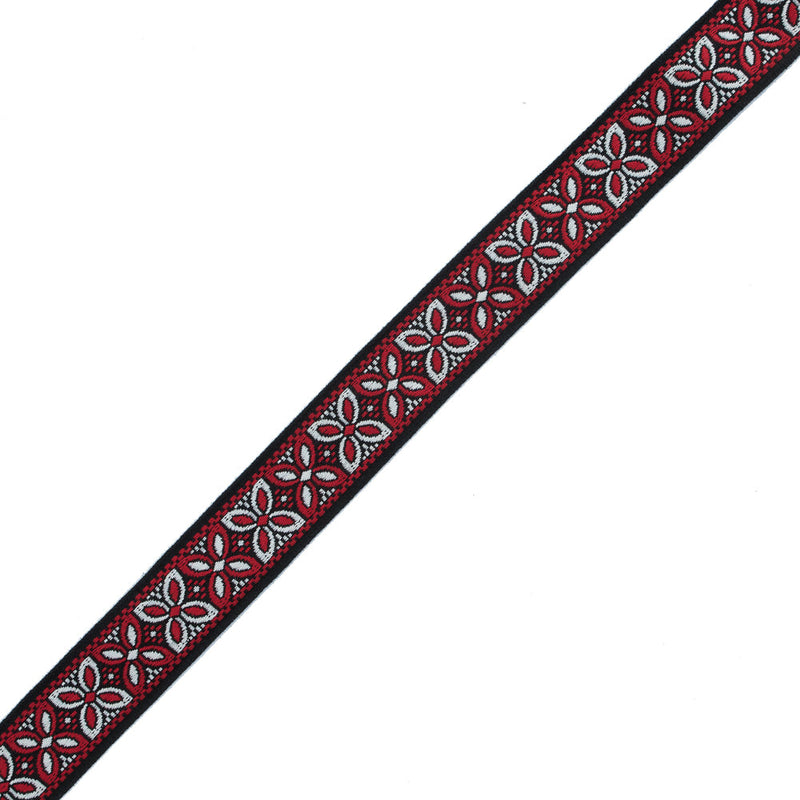 Red and Black German Jacquard Ribbon - 1.375"