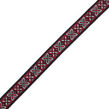 Red and Black German Jacquard Ribbon - 1.375"