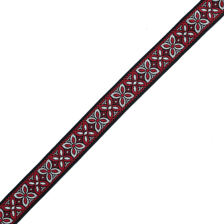 Red and Black German Jacquard Ribbon - 1.375"