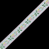 German Pink and Yellow Floral Jacquard Ribbon - 0.875"