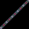 Red and Blue Floral German Jacquard Ribbon - 0.5"