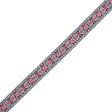 Red and White Geometric German Jacquard Ribbon - 1"
