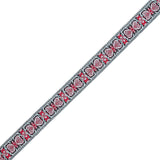 Red and White Geometric German Jacquard Ribbon - 1"