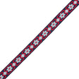 Red, White and Blue Floral German Jacquard Ribbon - 1"