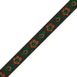 Green and Orange Metallic Floral Jacquard Ribbon - 1.25"