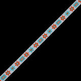 Orange and Blue Geometric Jacquard Ribbon - 0.5"