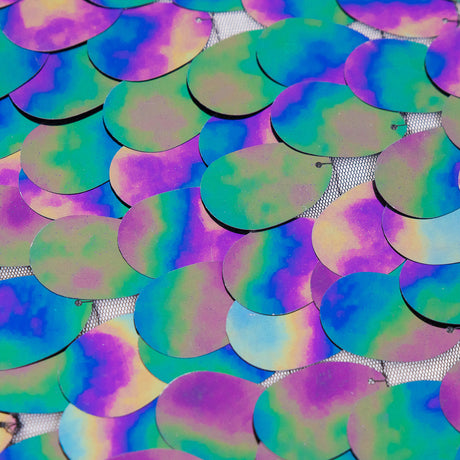Mesh with Large Paillette Sequins - Multicolor Oilslick - Gilles Collection