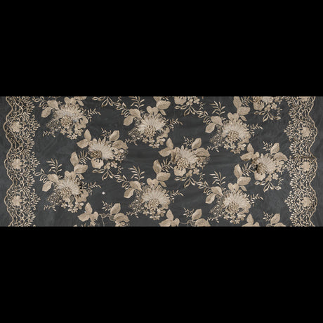 Metallic Gold 3D Floral Embroidered Mesh