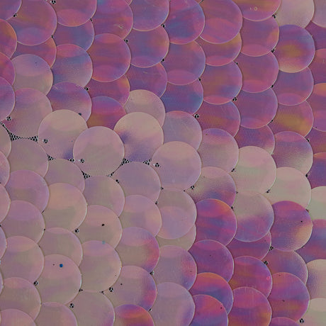 Mesh with Circle Paillette Sequins - Pink on White