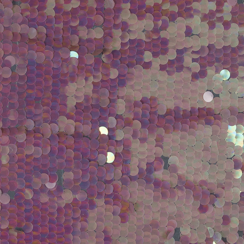 Mesh with Circle Paillette Sequins - Pink on White