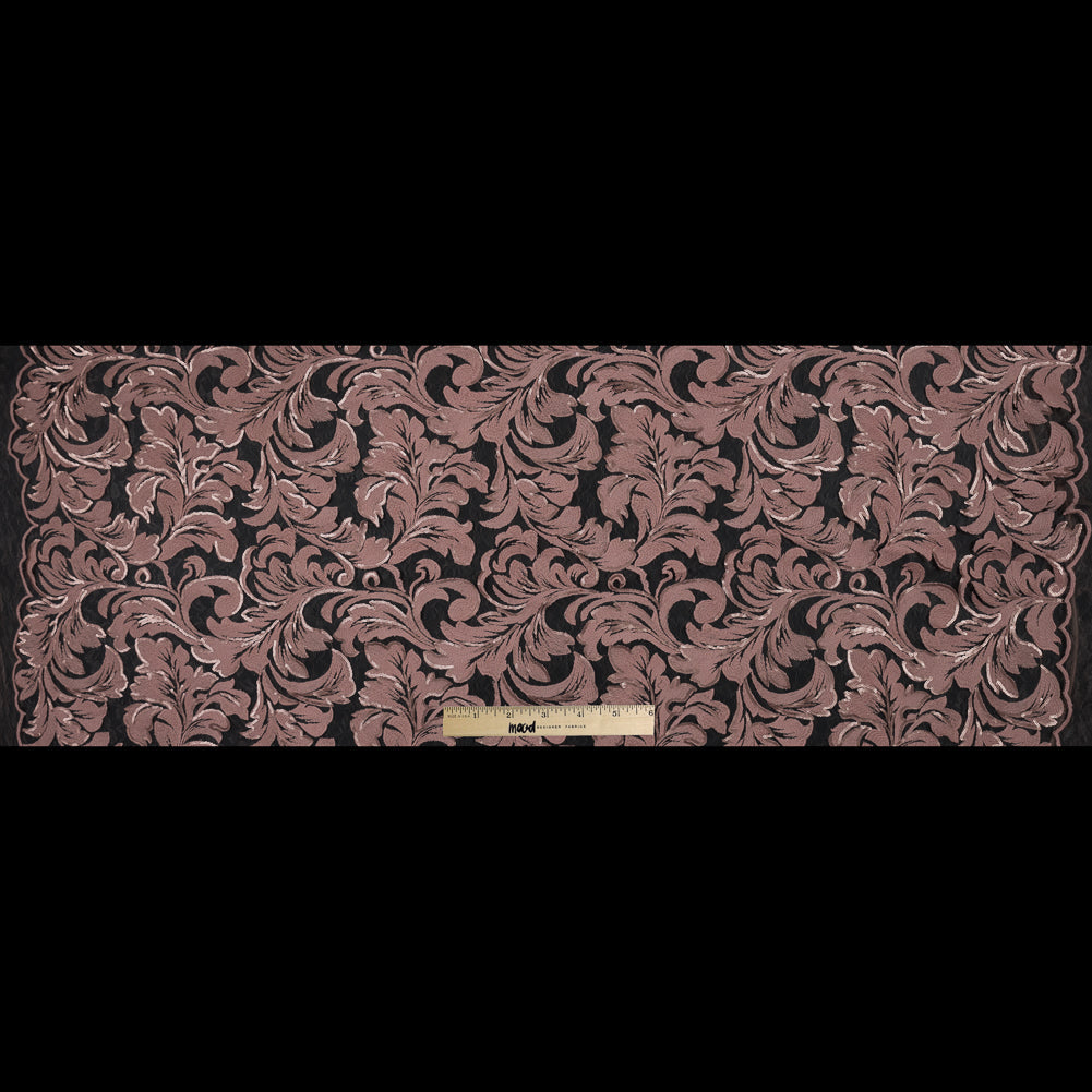 Embroidered Netting with Sequins - Coral Pink Floral